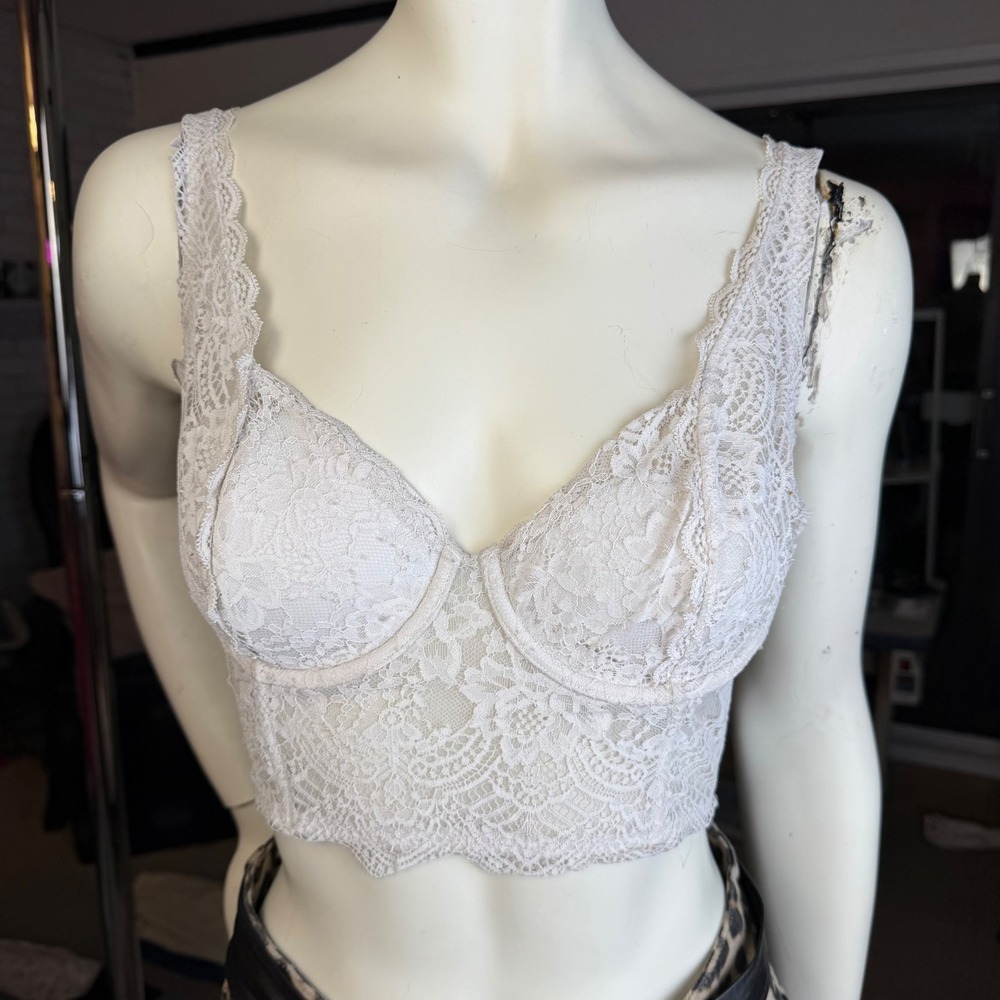Victoria's Secret Lace Longline Bustier Bra White Coquette Balletcore 34D